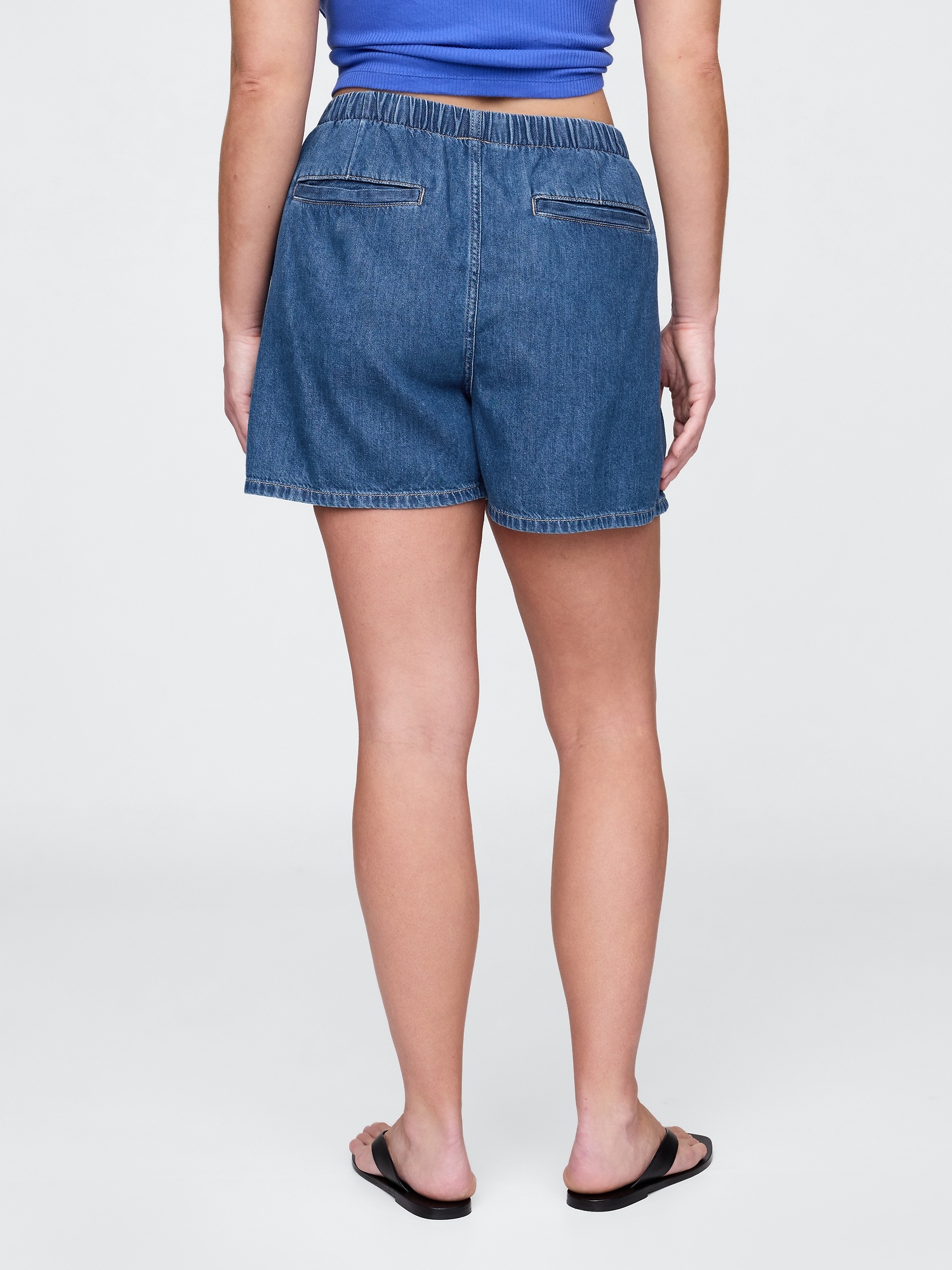 Женские трусы Gap Mid Rise UltraSoft Denim Easy Boxer Shorts, цвет: Средний индиго — фото 6