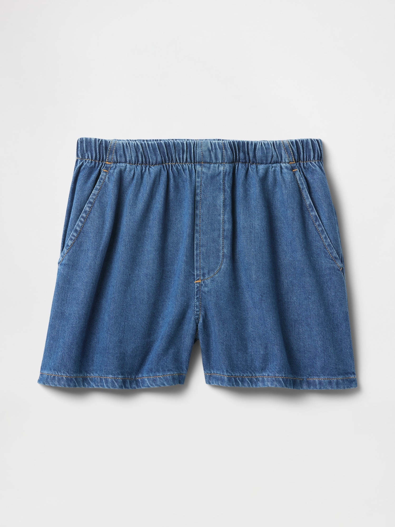 Женские трусы Gap Mid Rise UltraSoft Denim Easy Boxer Shorts, цвет: Средний индиго — фото 7