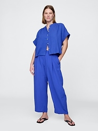 Crinkle Gauze Easy Barrel Pants