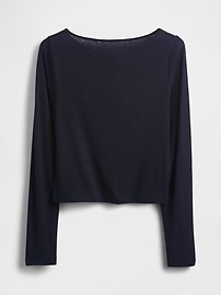 Linen-Blend Cropped Boatneck T-Shirt