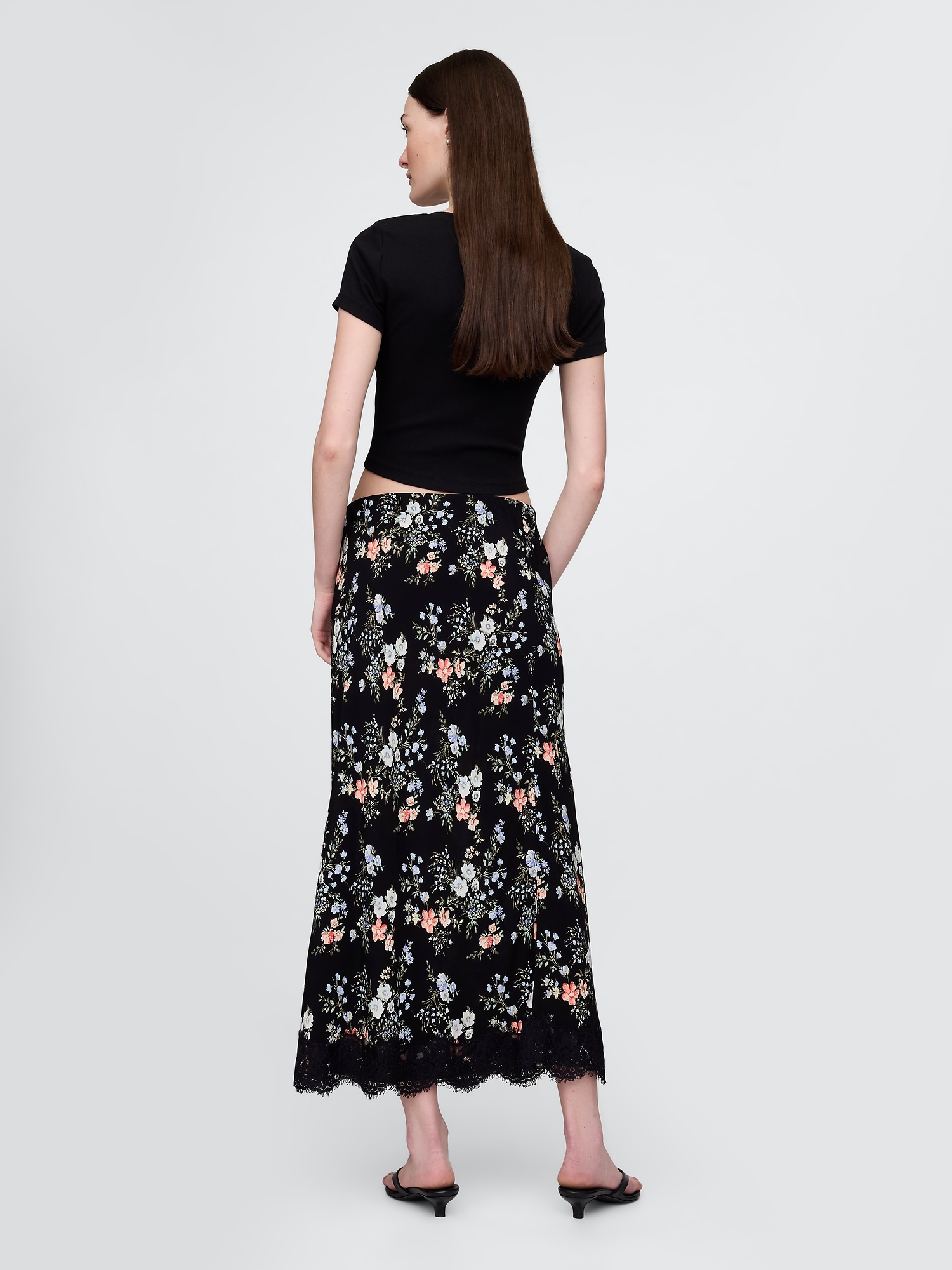 Женские юбки Gap Crepe Lace-Trim Maxi Skirt — фото 2