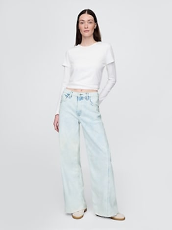 High Rise Stride Wide-Leg Jeans