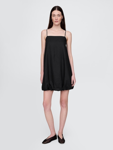 Linen-Blend Bubble Mini Dress