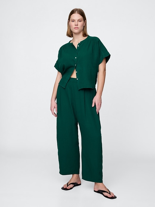 Image number 5 showing, Crinkle Gauze Easy Barrel Pants