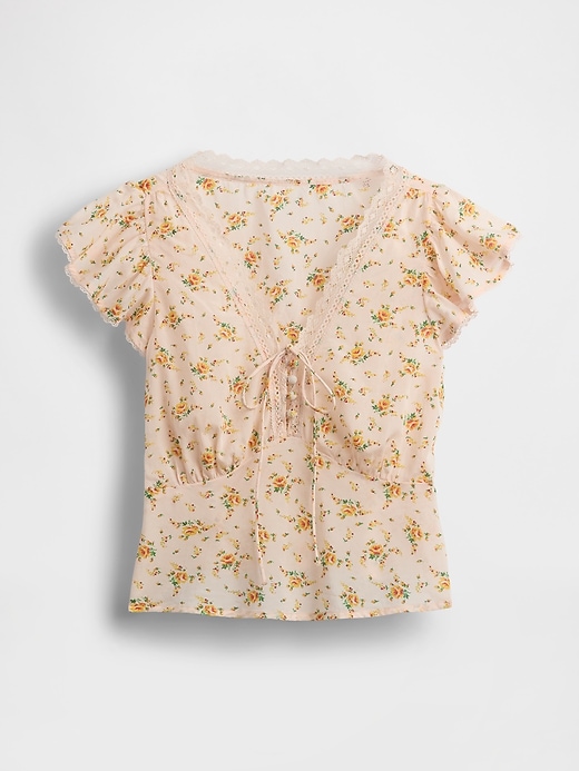 Image number 5 showing, Lace-Trim Floral Top