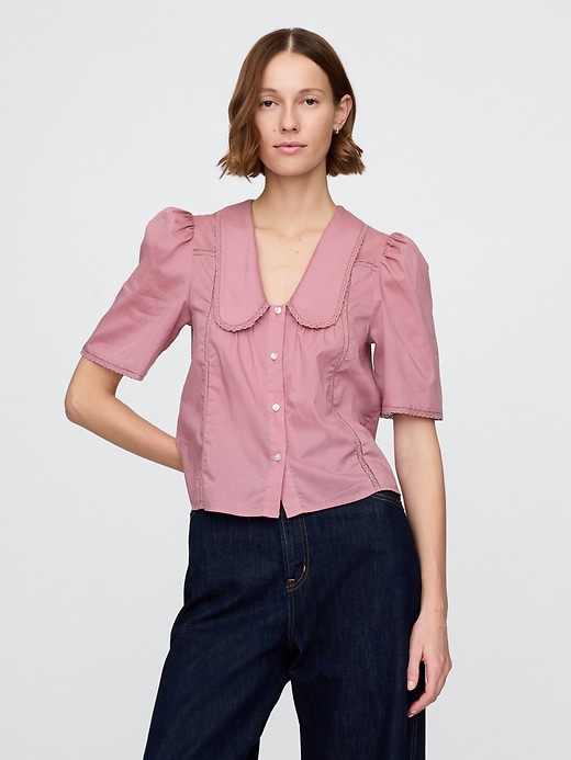 Image number 1 showing, Lace Peter Pan Collar Top