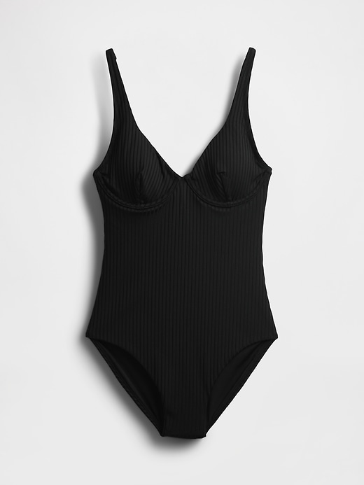 Image number 3 showing, Rib One-Piece Balconette Swimsuit