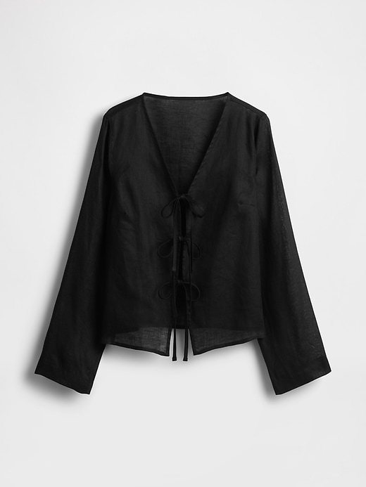 Image number 4 showing, 100% Linen Tie-Front Shirt