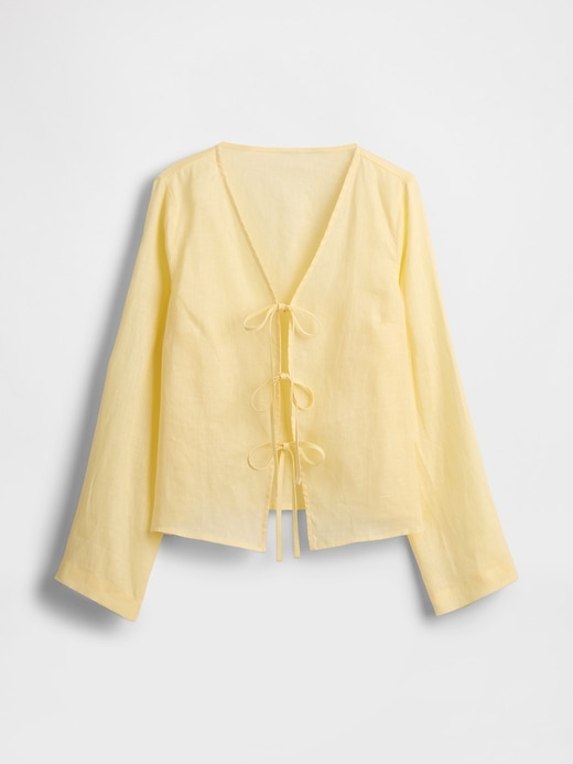 Image number 5 showing, 100% Linen Tie-Front Shirt