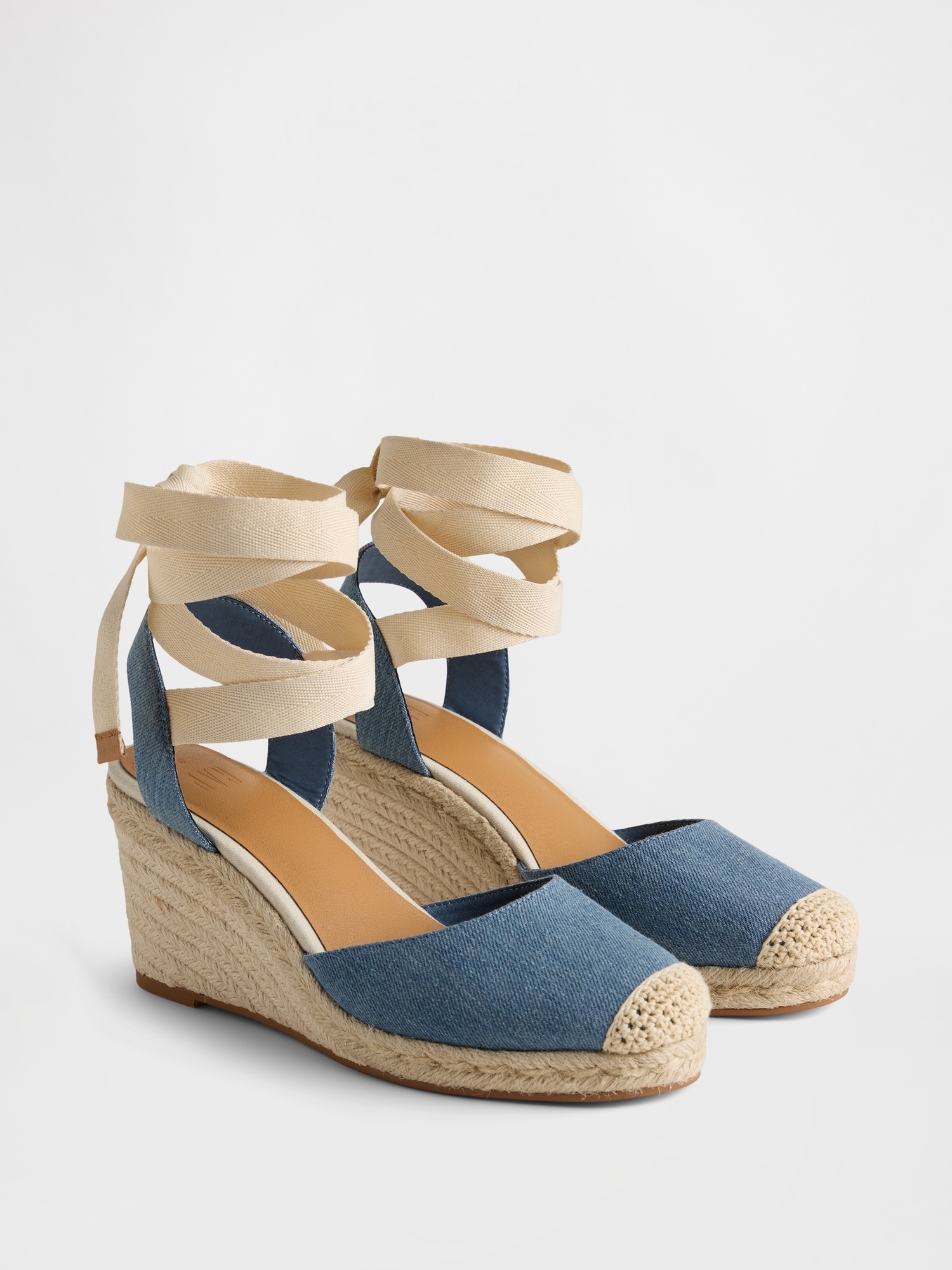 Женские сандалии Gap Denim Espadrille Wedge, цвет: Синий джинсовый варёный — фото 2
