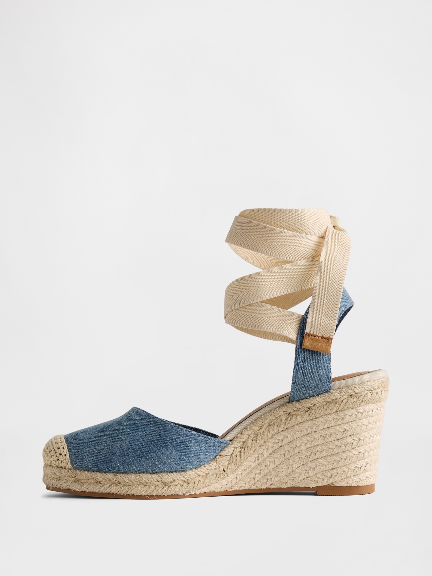 Женские сандалии Gap Denim Espadrille Wedge, цвет: Синий джинсовый варёный — фото 5