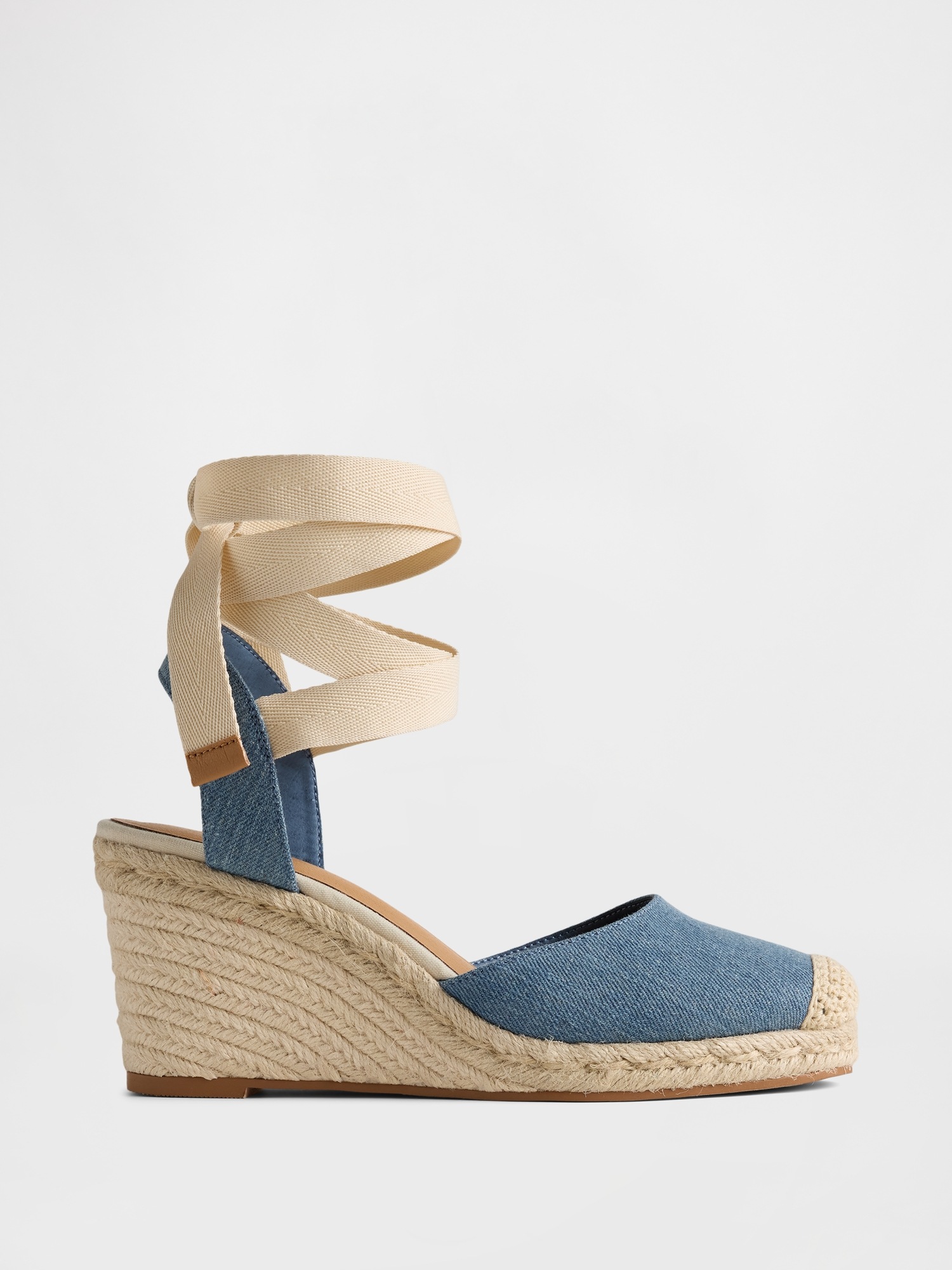Женские сандалии Gap Denim Espadrille Wedge, цвет: Синий джинсовый варёный