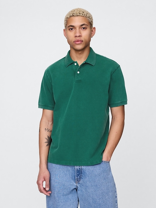 Image number 1 showing, Relaxed Pique Polo Shirt