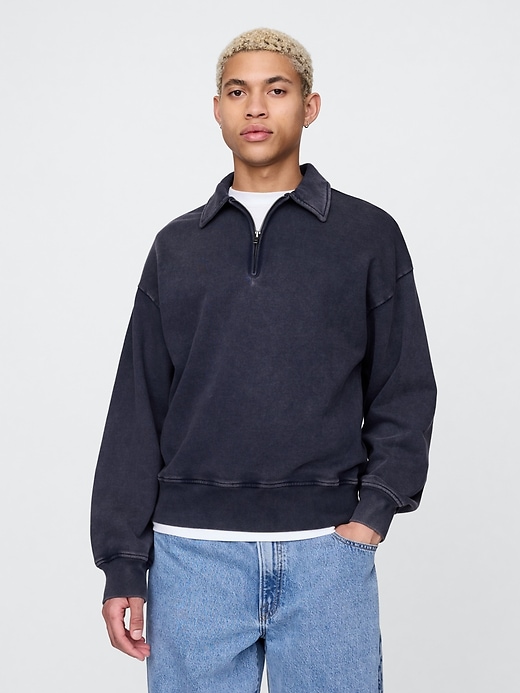 Image number 1 showing, Heavyweight Oversized Quarter-Zip Pullover