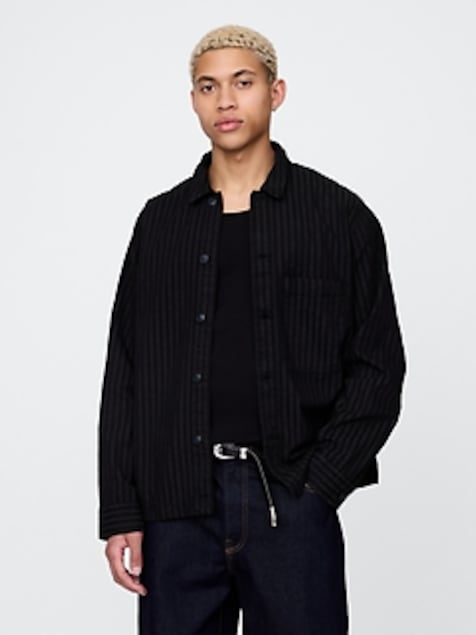 Denim Stripe Shirt Jacket