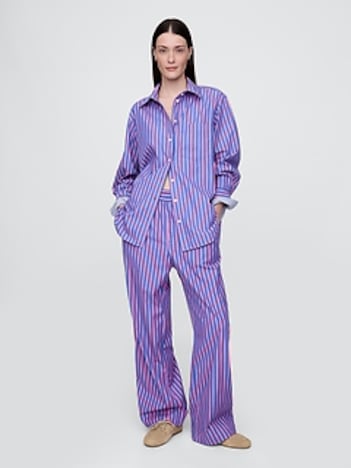 Organic Cotton Poplin Easy Wide-Leg Pants