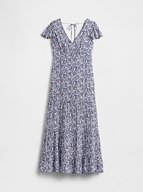Crepe Tiered V-Neck Maxi Dress