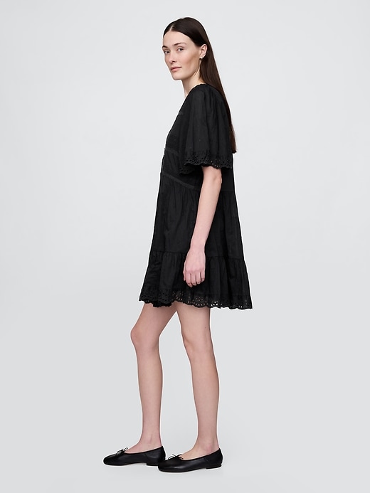 Image number 3 showing, Flutter-Sleeve Eyelet Mini Dress