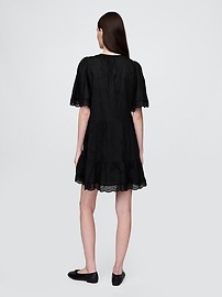 Flutter-Sleeve Eyelet Mini Dress