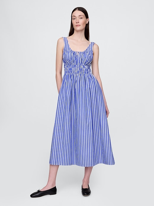Image number 1 showing, Poplin Smocked Midi Dress