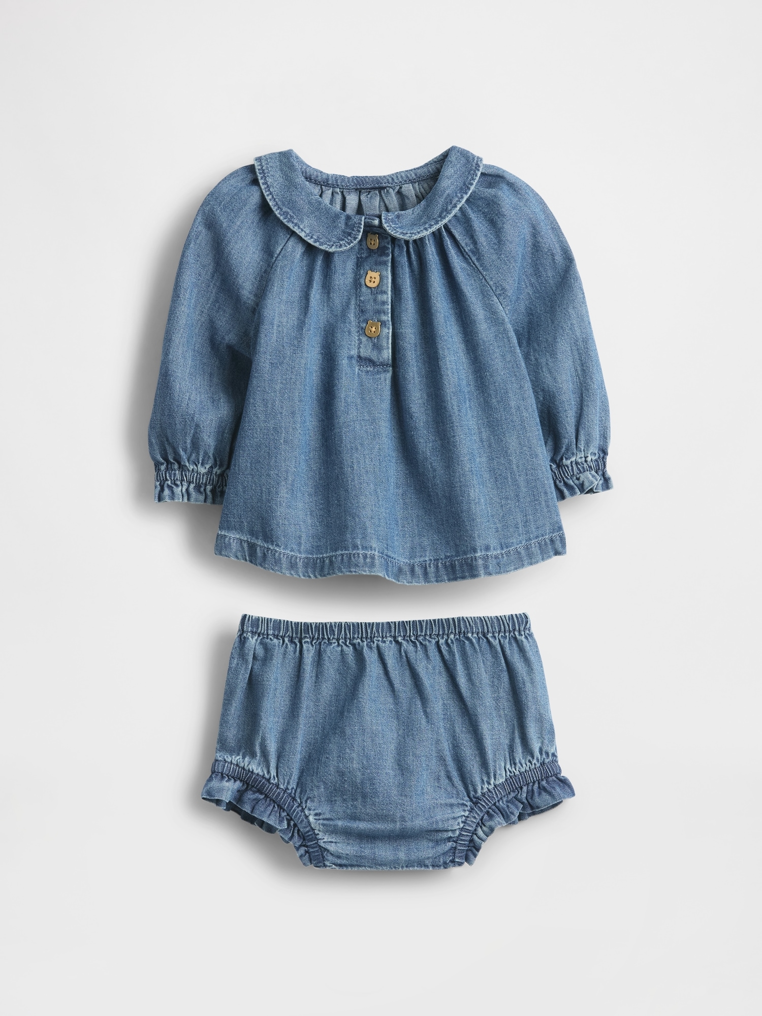 Baby Denim Bubble Outfit Set