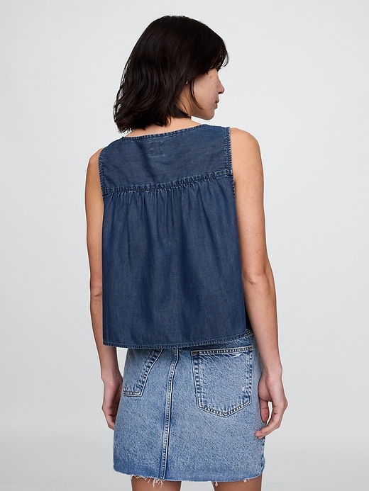 Image number 3 showing, UltraSoft Denim Tie-Front Top
