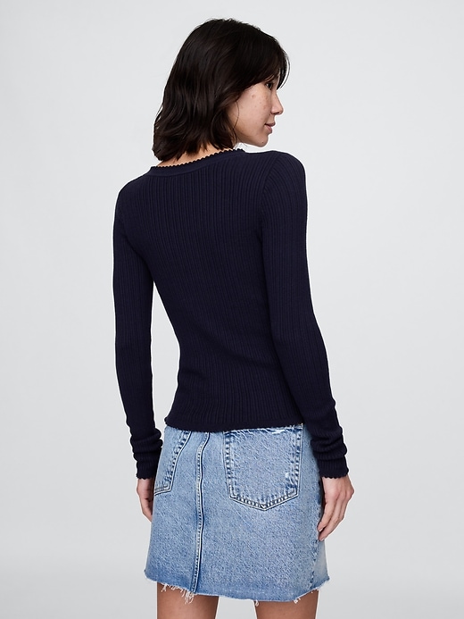 Image number 3 showing, Pointelle Henley Top