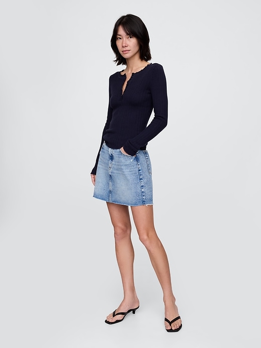 Image number 2 showing, Pointelle Henley Top