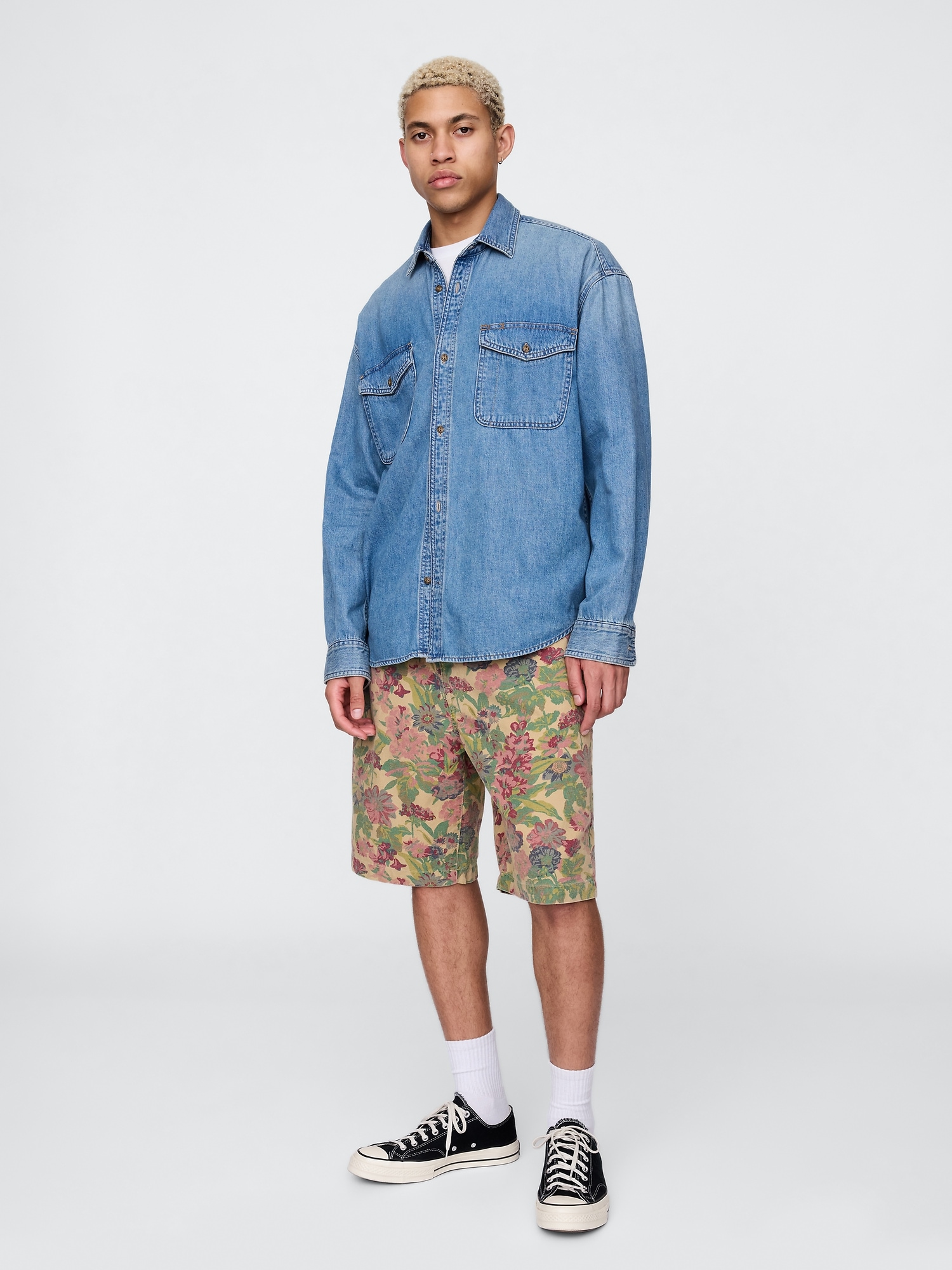 Floral Canvas Shorts