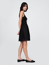 Linen-Blend Smocked Mini Dress