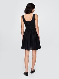 Linen-Blend Smocked Mini Dress