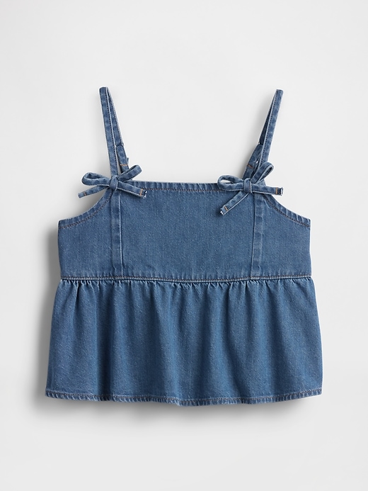 Image number 2 showing, Kids Denim Bow-Strap Peplum Top
