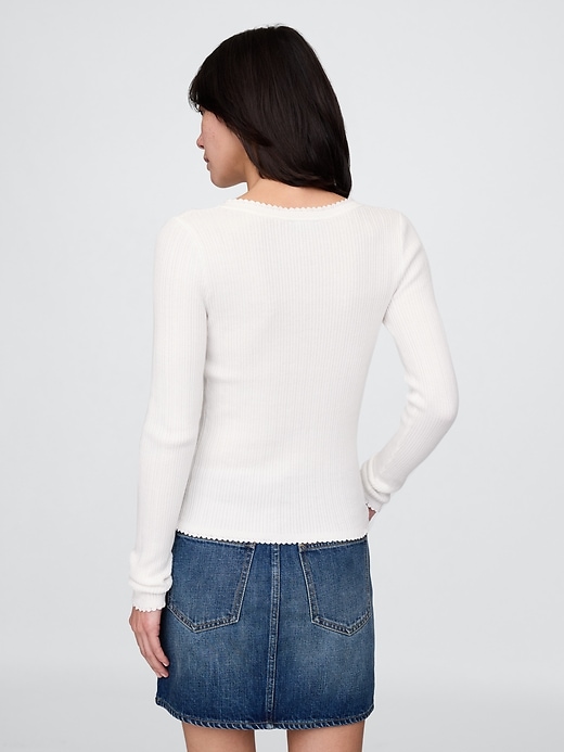 Image number 3 showing, Pointelle Henley Sweater Top