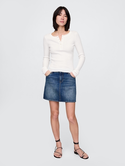Image number 2 showing, Pointelle Henley Sweater Top