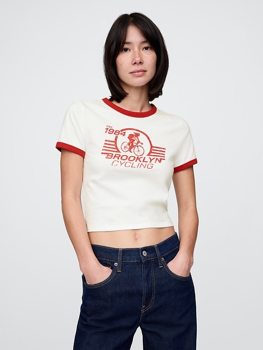Image number 1 showing, Cotton Jersey Graphic Shrunken T-Shirt