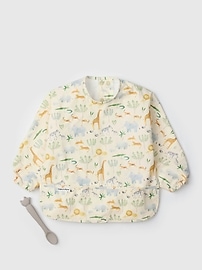 View large product image 1 of 1. Loulou Lollipop Long Sleeve Waterproof Bib and Spoon Set