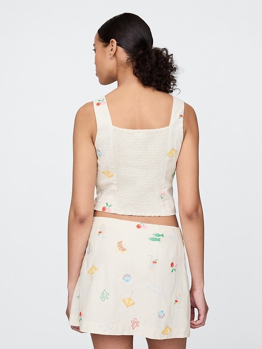 Image number 3 showing, Linen-Blend Cropped Top
