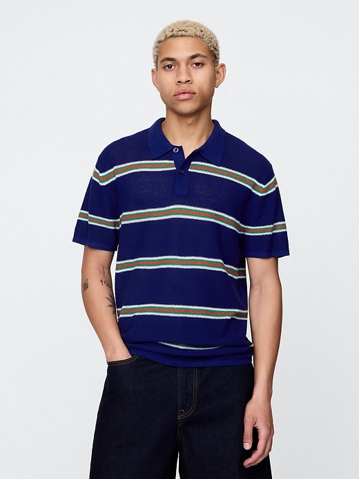 Image number 1 showing, Textured Crochet Polo Shirt