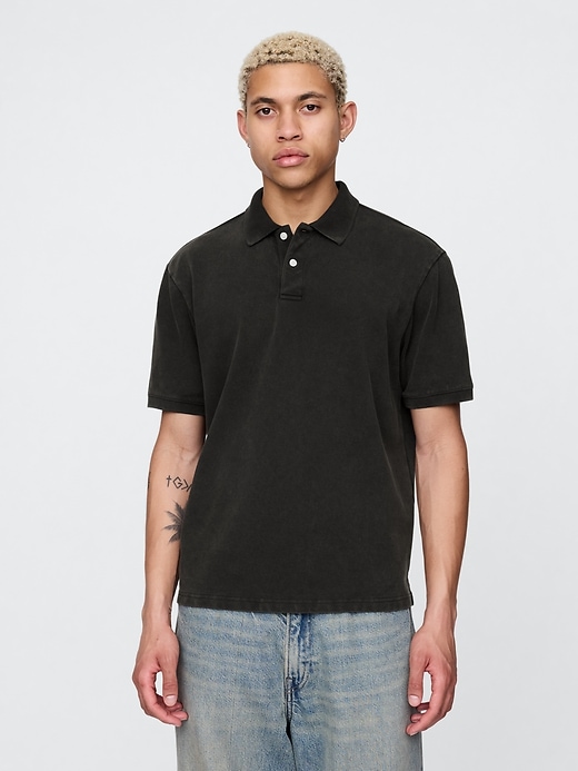 Image number 1 showing, Relaxed Pique Polo Shirt