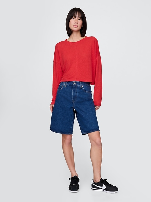 Image number 3 showing, Oversized Linen-Blend Swing Top