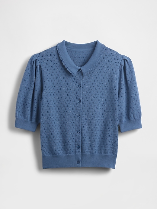 Image number 5 showing, 100% Cotton Cropped Pointelle Cardigan
