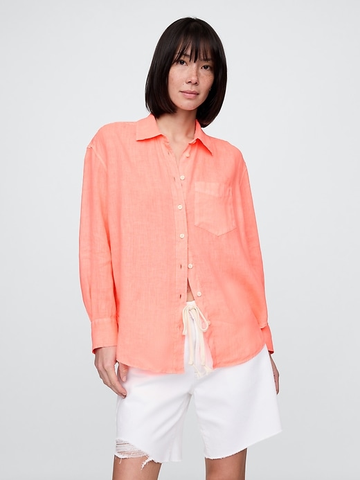 Image number 1 showing, 100% Linen Oversized Shirt
