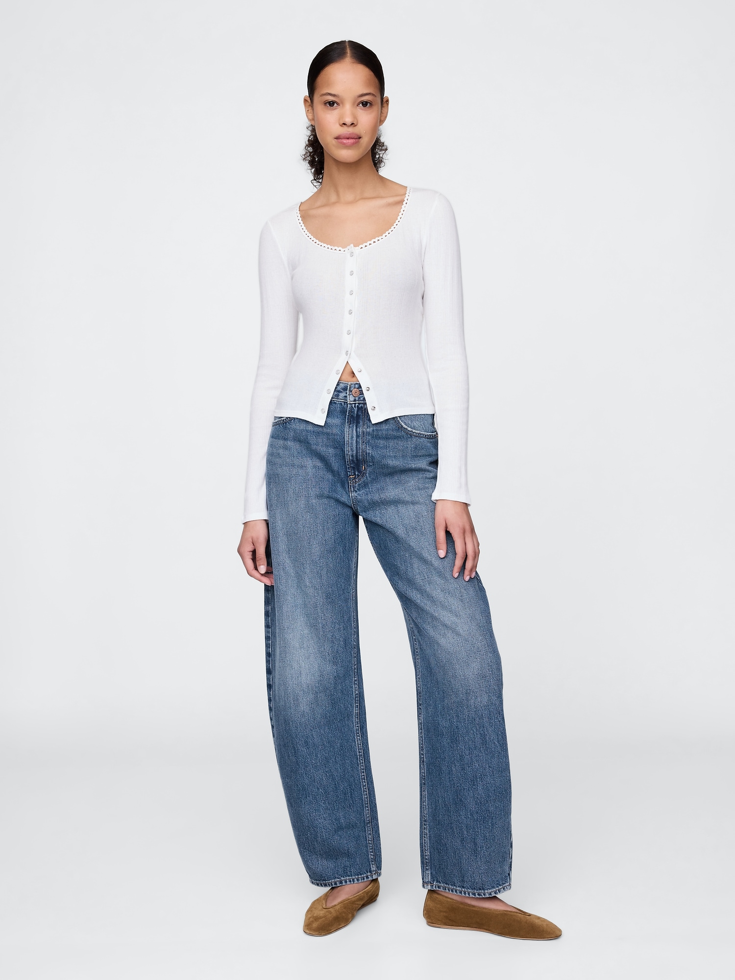 Curvy High Rise Barrel Jeans