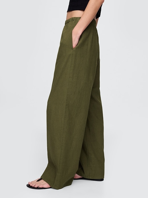 Image number 3 showing, Linen-Blend Easy Wide-Hem Pants
