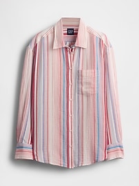Crinkle Gauze Button-Down Shirt