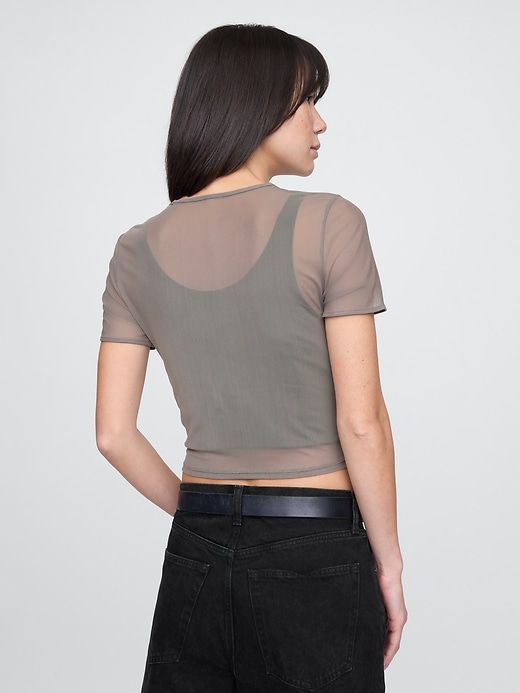 Image number 3 showing, Mesh Cropped T-Shirt