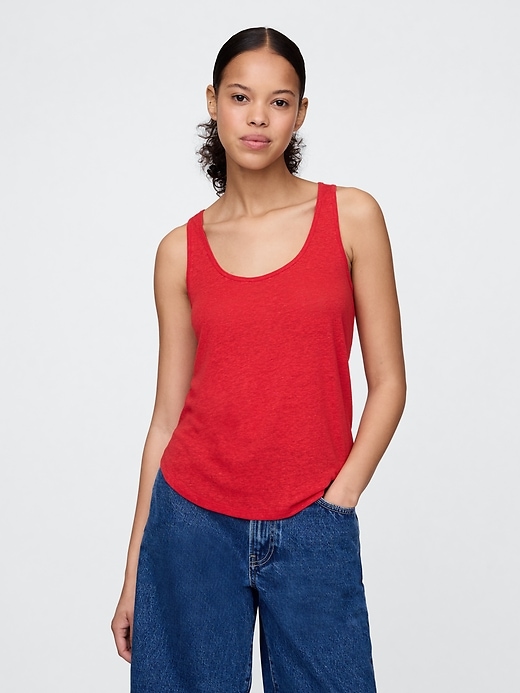 Image number 1 showing, Linen-Blend Racerback Tank Top