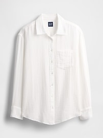 Crinkle Gauze Button-Down Shirt