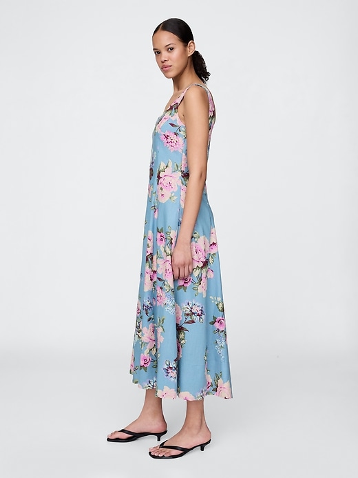 Image number 3 showing, Linen-Blend Square-Neck Maxi Dress