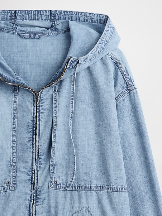 Image number 4 showing, Denim Ripstop Oversized Anorak Zip Jacket